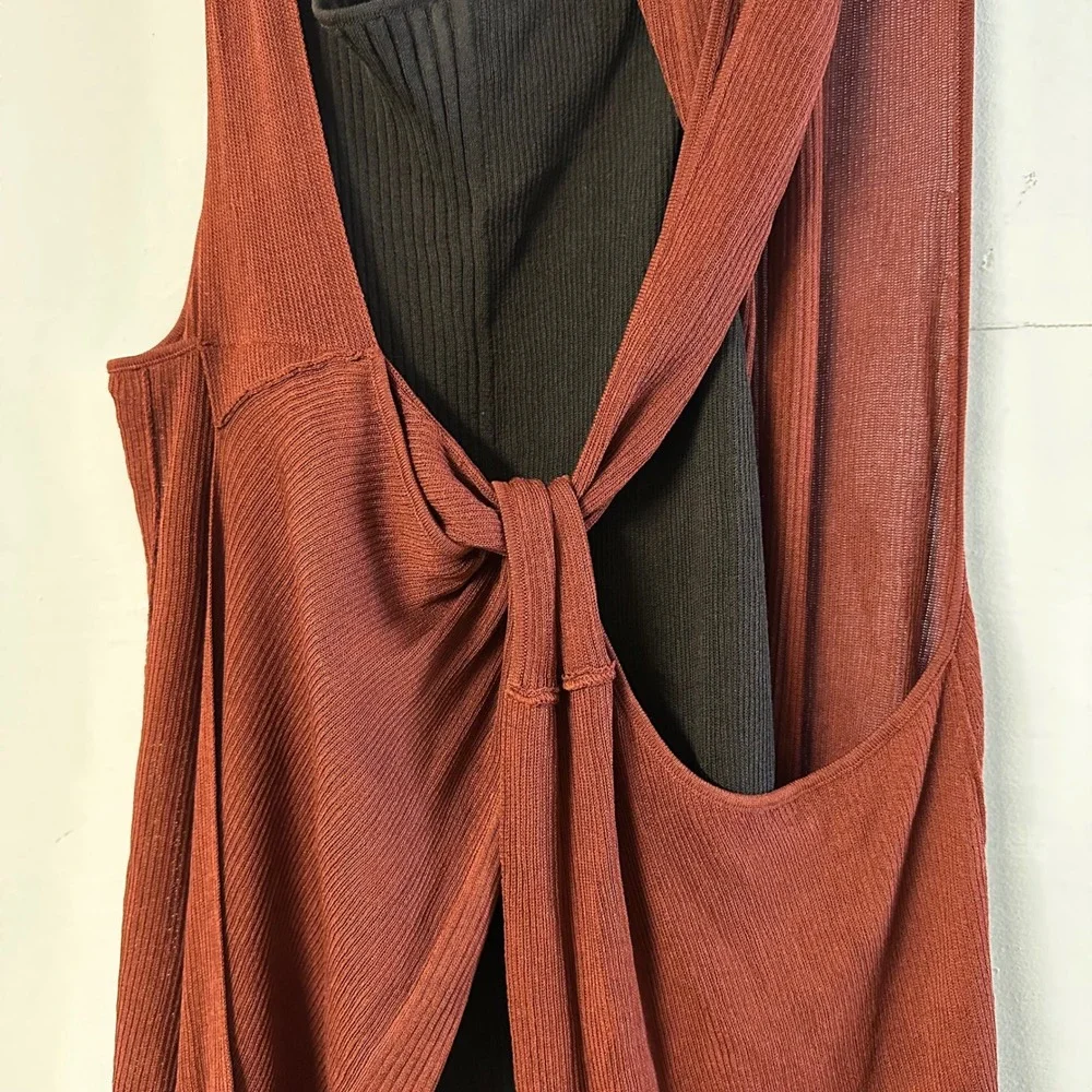 NWT Bottega Veneta SS2020 Runway Layered Fine Knit Dress IT38 Brown Rust Silk